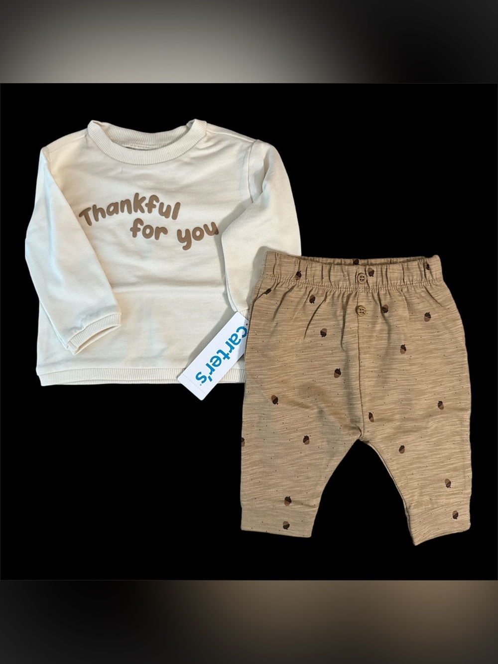 Carter’s Baby 2-Piece Acorn Thanksgiving Long-Sleeve Tee & Pant Set 6M NWT